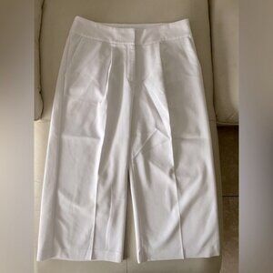 Express High Rise Cropped, Straight Leg White Trousers Pants